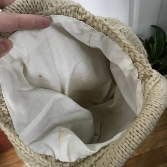 Vintage Knit Boho Round Handle Handbag Purse - Picture 9 of 12